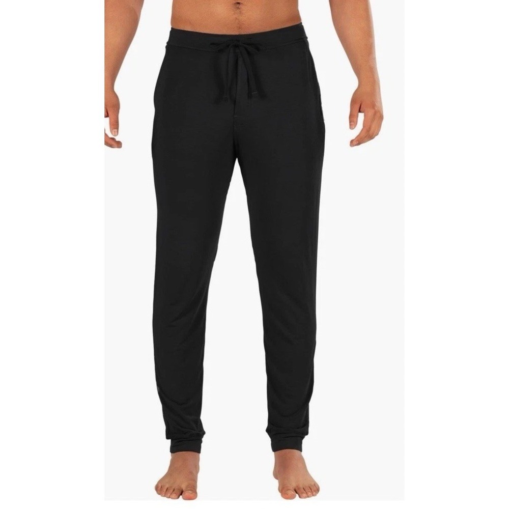 Saxx Snooze Pants Men L Black Sleep Modal Lounge Lightweight Drawstring Pockets